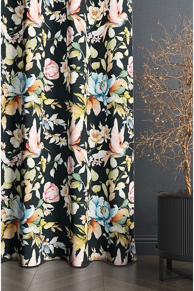 CANİLA Elegant Bird Patterned Digital Printed High Quality Background Curtain. Premium Background Curtain with Cornice and Extrafor.