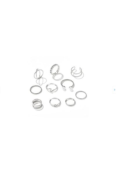 OEM Set of 9 Vixen rings, Metal, Silver, 4.5mm,6mm