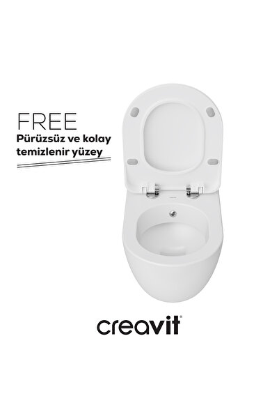 Creavit Free Thermoplast Yavaş Kapanan Klozet Kapaklı Beyaz Set