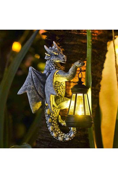 MNS Felinar solar Dragon gri cu LED-uri, rezistent la intemperii, pentru grădină, terasă, balcon