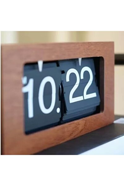 Generic Vintage Auto Flip Clock Retro Large Number Modern Minimalist Wooden Digital Flipping Clock