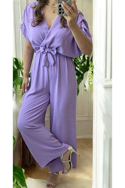 GLAMSI Women's Jumpsuit with Short Sleeves and Drawstring Waist – Casual & Modern Style
