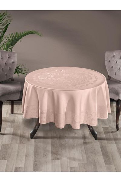 Karna Home Table Cloth Jacquard Liquid Proof Gold Round