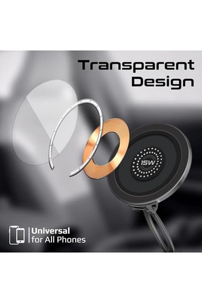 Promate Magnetic Wireless Car Charger, Ultra-Fast MagSafe Transparent Charger with 15W Output, Heigh