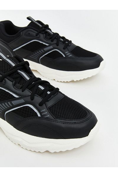 Liarca Black White Air Sole Men's Walking Running Sports Shoes - Comfortable Casual Sneaker with Mesh Detail