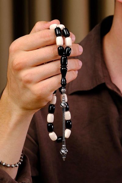 dergah tesbih Premium Fan Series Bjk Silver Tassel Prayer Beads