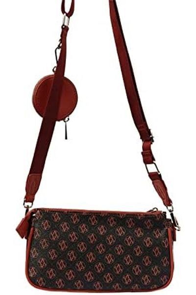AMICA Giovanna Signature Monogramed Women’s Crossbody Black Handbag In Denim And Leather