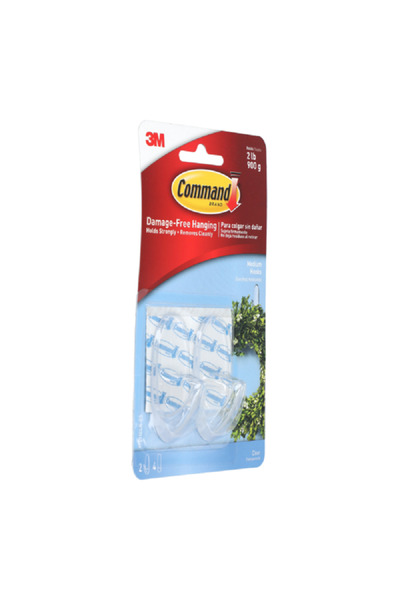 COMMAND 2-Piece Hook with 4 Strips Clear Medium