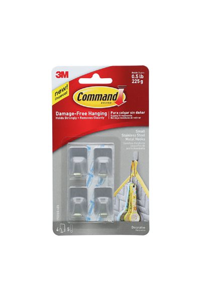 COMMAND 4-Piece Hook with Strip Silver Small