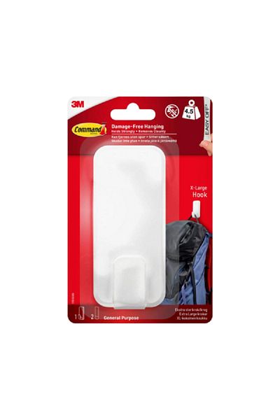 COMMAND Multi-Purpose Damage-Free Hanging Utility Hook with 2 Strips White X-Large