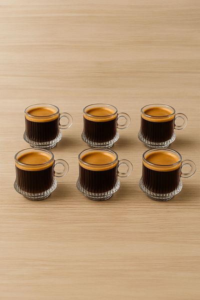 TrendDeco Set of 6 Glass Cups Origami Turkish Coffee Cup Set