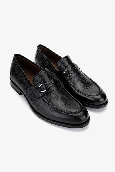Valmenti Men's Genuine Leather Black Loafer Shoes