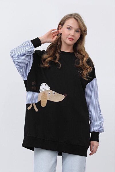 Loreen GÖMLEK KOL VE KÖPEK FİGÜRLÜ SWEAT