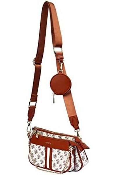 AMICA Giovanna Signature Monogramed Women’s Crossbody White Handbag in Denim and Leather