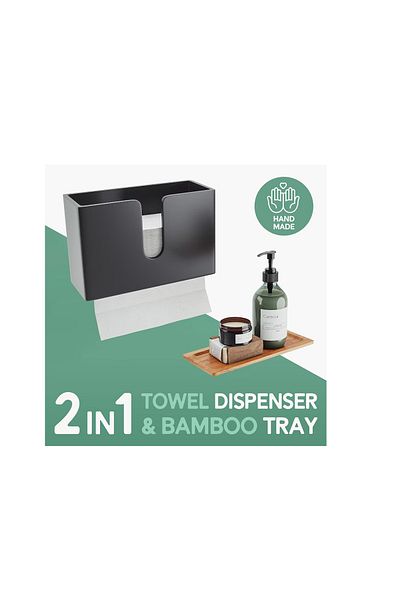 NATURE SUPPLIES Nature Supplies paper towel dispenser, 29 x 11 x 19 cm, bamboo lid, black