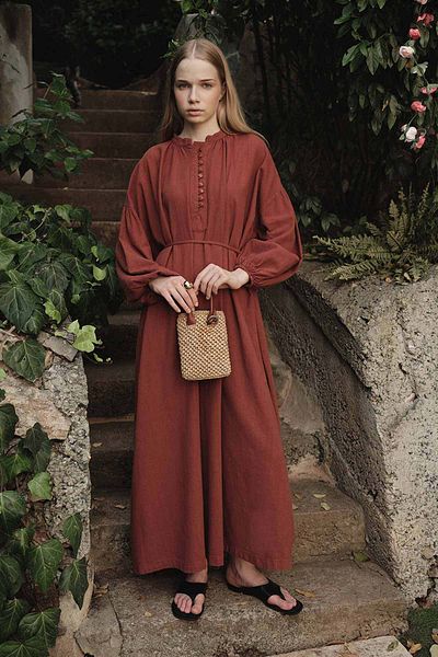 Hooopstore Oversize Linen Textured Tile Dress
