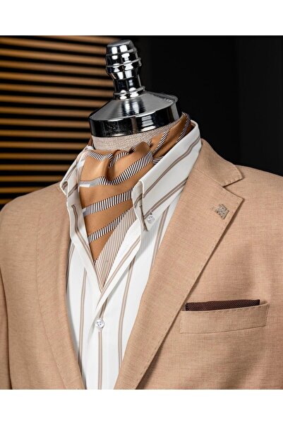 TerziAdemAltun Italian Style Slim Fit Mono Collar Men's Single Jacket Beige T14304