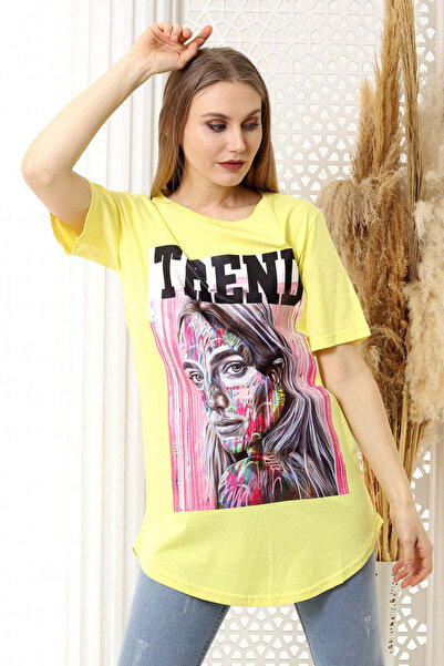 WildFashion Μπλούζα με πολύχρωμο τύπωμα J761-9 με φαρδιά γραμμή