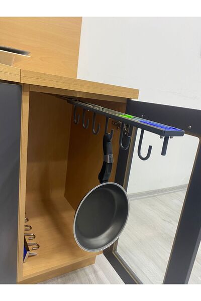 Home منظم المقلاة الداخلي للخزانة، شماعة المقلاة التلسكوبية مع الفرامل