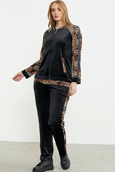 Sementa Σετ αθλητική φόρμα Leopard Combination Velvet - Μαύρο