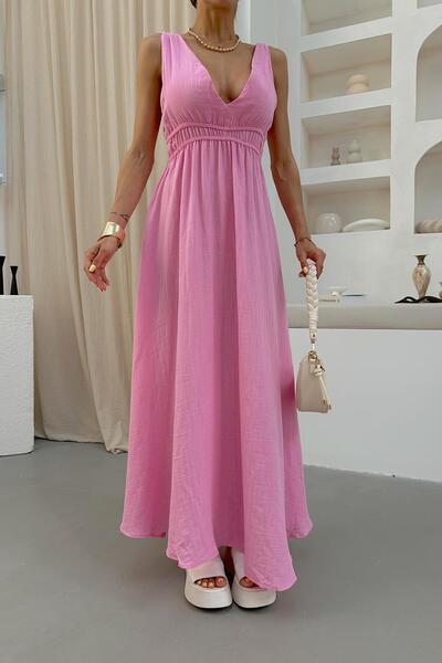 mylove فستان موسلين ماكسي وردي