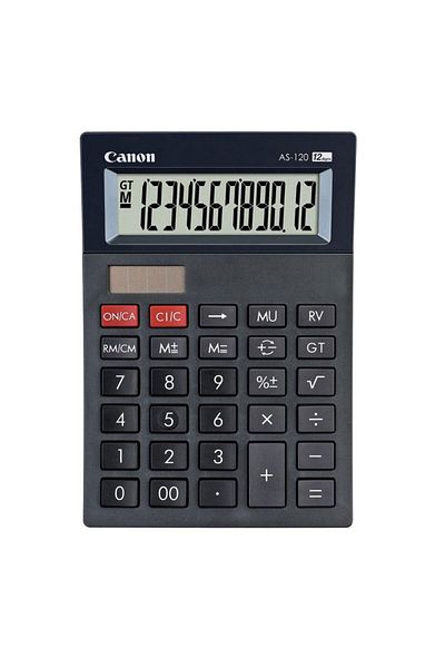 Canon Desk calculator 12 Digits, Canon AS120, 145 x 100 x 33.5 mm, black