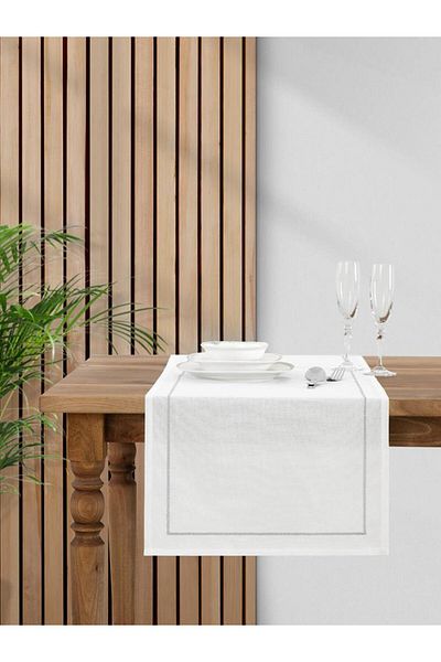 Karna Home Embroidered White Runner Lola