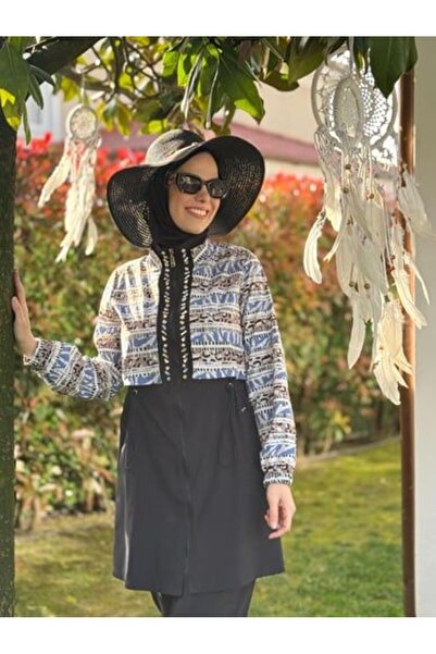 Moodbasic ETNİK DESENLİ TESETTÜR MAYO-SİYAH - 40