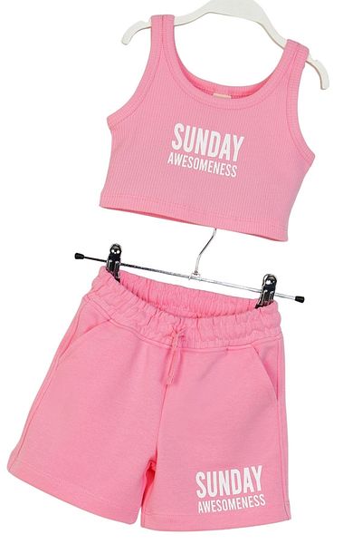 ww waka waka kids store Sunday Awesomeness" Printed Girl's Shorts Set