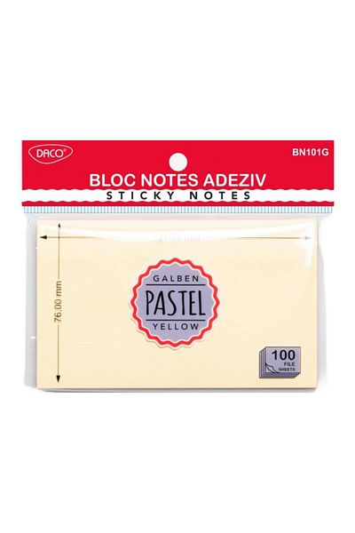 daço Daco Pastel Yellow Sticky Notes Pad, Size 127x76 mm, 100 Files
