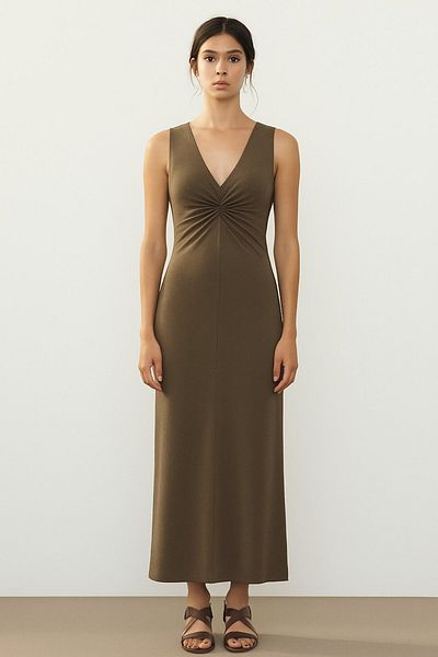 Re-clo Ivy Dress, Ecovero Viscose, Sustainable Waist Twist Detail, Sleeveless Maxi Dress