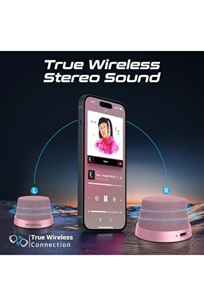 Promate مكبر صوت بلوتوث بقاعدة مغناطيسية، مكبر صوت محمول لاسلكي حقيقي عالي الجودة بقوة 3 وات مع صوت عالي الدقة