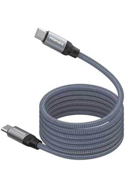 Promate كابل USB-C™ إلى USB-C™ مغناطيسي فاخر منظم ذاتيًا مع توصيل طاقة 60 وات و120 سي