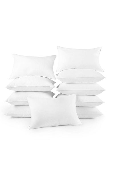 AWF AL WADI FURNITURE Sleep EZ Compressed Set of 10 Microfiber Pillow for Home, Hotel, Guest, Standard, White,48W x 70L cm