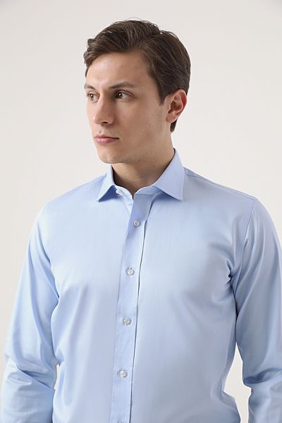 D'S Damat Πουκάμισο Ds Damat Slim Fit Blue Plain Nano Care