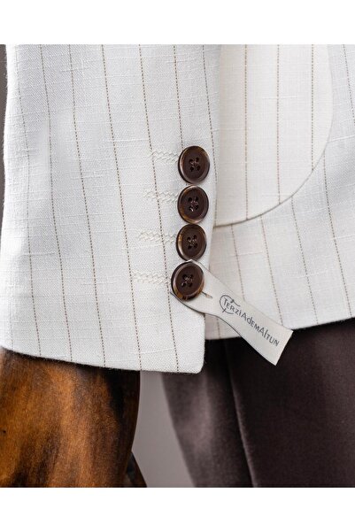 TerziAdemAltun Італійський стиль slim fit крузаве чоловічий однобортний піджак екрю T14279