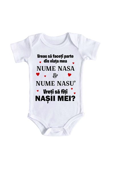 OEM Body bebe personalizat cerere de nasi, alb, 100% bumbac, 0-3 luni
