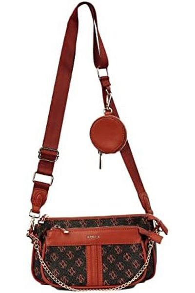 AMICA Giovanna Signature Monogramed Women’s Crossbody Black Handbag In Denim And Leather