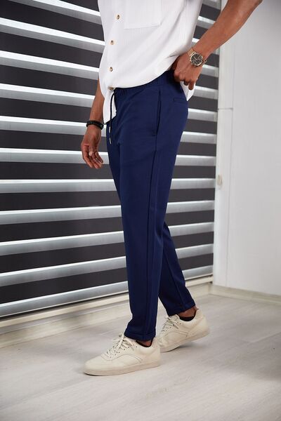 HA-KA GİYİM Men's Slim Fit Jogger Pants Double Leg High Quality Line Pattern Fabric Lycra