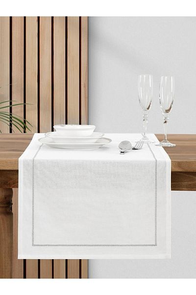 Karna Home Embroidered White Runner Lola