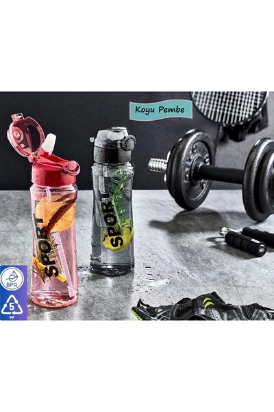 Sports Flask with Transparent Pipette Office and School Flask Fitness Flask Detox Flask Bpa Free 750 ml