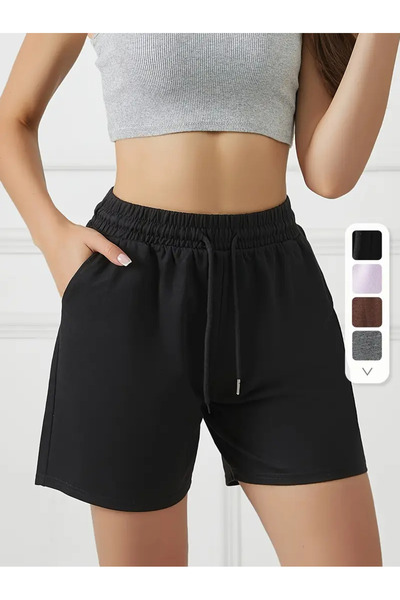 LAUSRA Γυναικείο ελαστικό, άνετο μαύρο σορτς μίνι κομψού κοψίματος για να φορ...