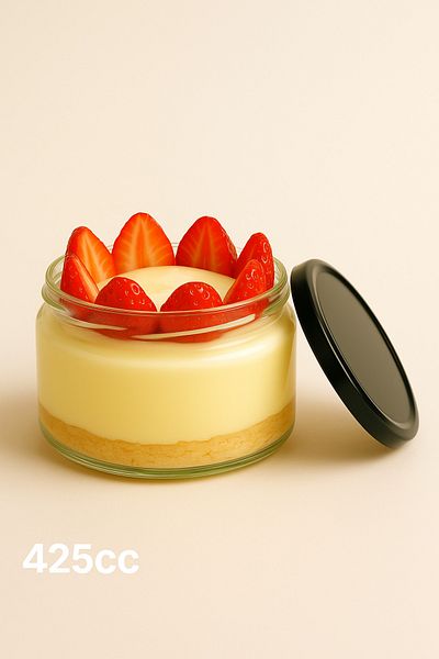 Massteelger 425Cc Magnolia Jar with Black Lid. Glass Jar