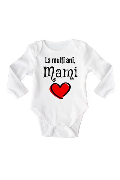 OEM Body copil personalizat cu mesaj "La multi ani, mami!", alb, 100% bumbac, 6-12 luni