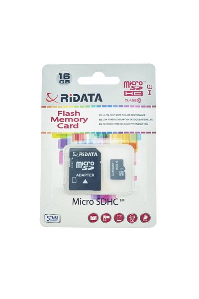 ridata 16GB microSDHC UHS-I U1 memory card, RiDATA Flash Memory, with SD adapter, class 10