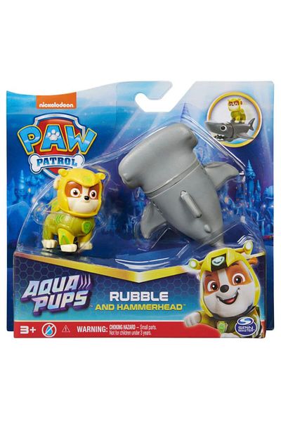 Spin Masters Paw Patrol Aqua Pups Rubble hammerhead shark friend figurine