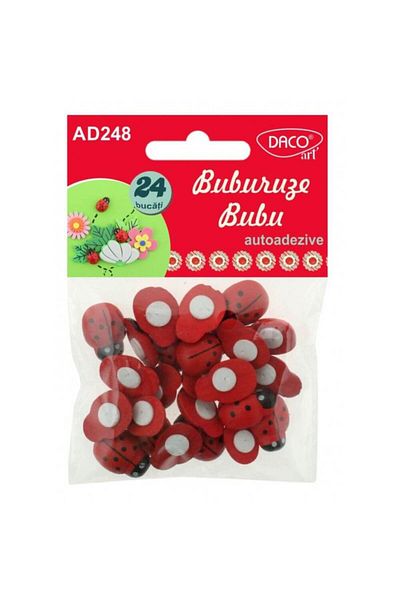 daço Buburuze din lemn autoadezive Daco, set 24 buc., 1,4x1,9 cm, roșii