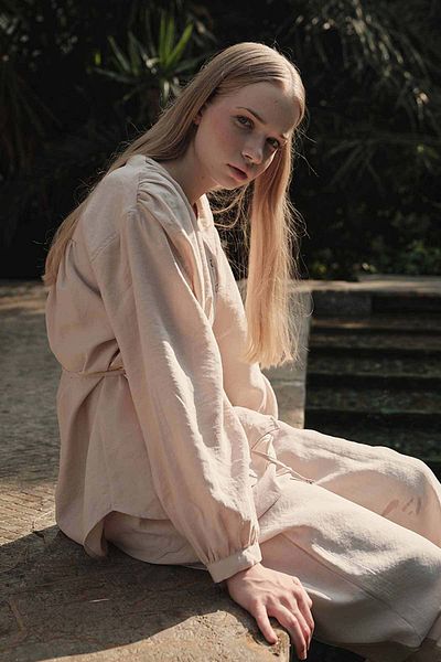 Hooopstore Modal Birit Button Detailed Beige Trousers Suit