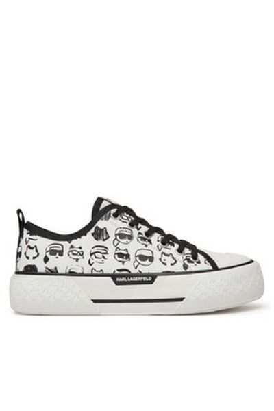 Karl Lagerfeld Women's Sneakers white KARL LAGERFELD-KL60612T 910 WHITE CANVAS W/BLACK