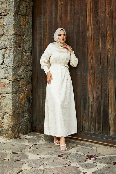 EBRUTESETTÜR Mobile Belted Sleeves Gipeli Jacquard Dress